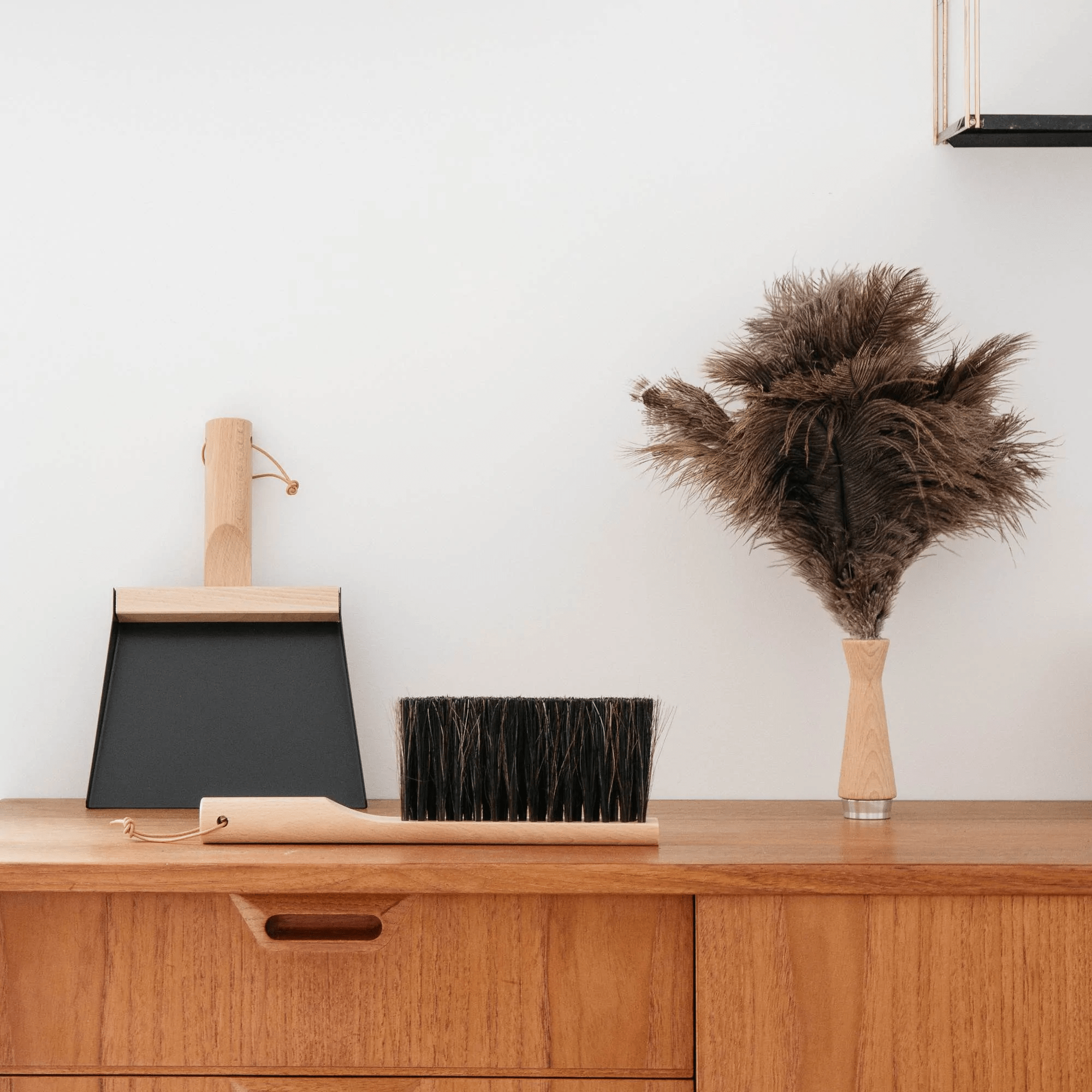 Andree Jardin "Mr & Mrs Clynk" Black Hand Brush, Dustpan and Wall Hooks