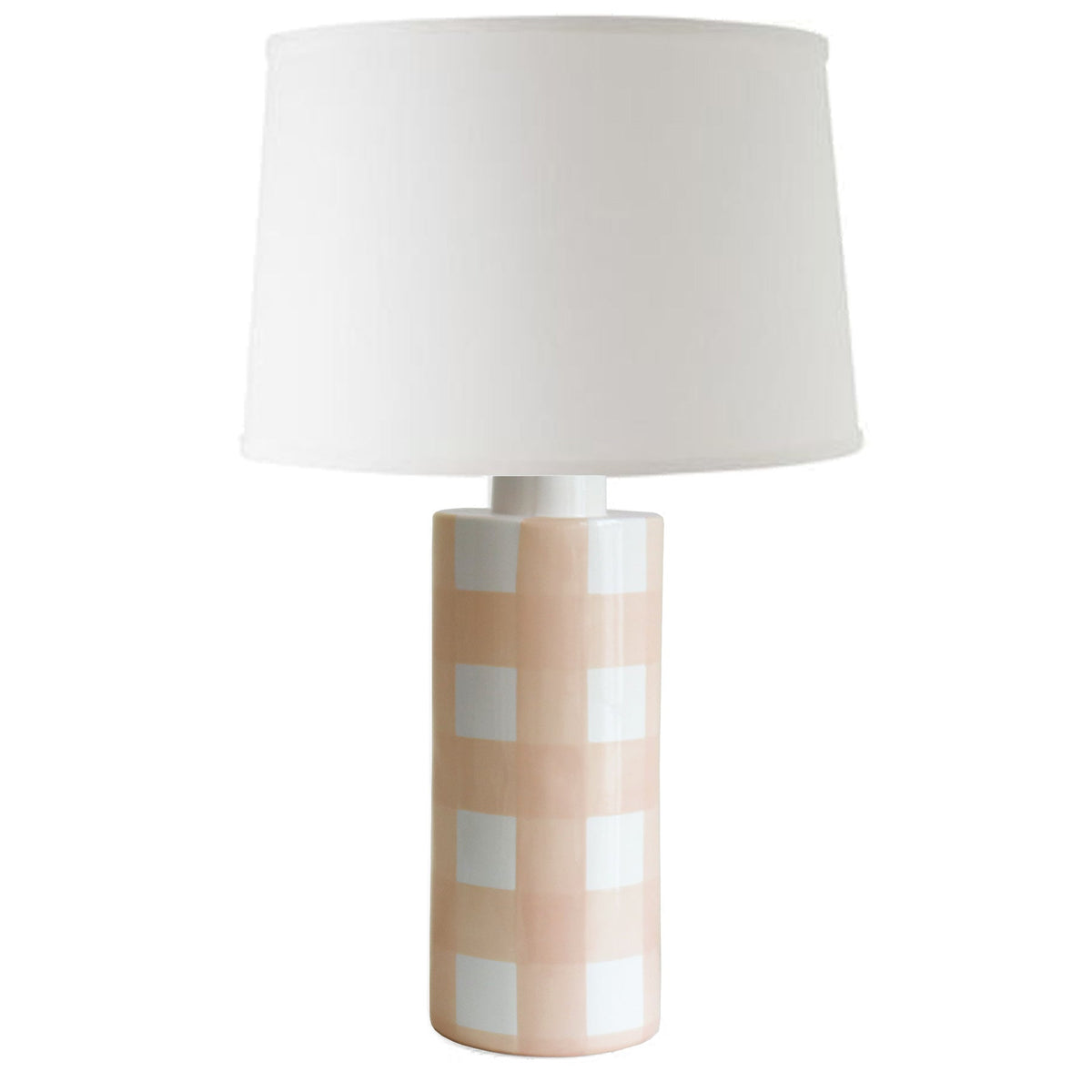 Coral Gingham Column Lamp