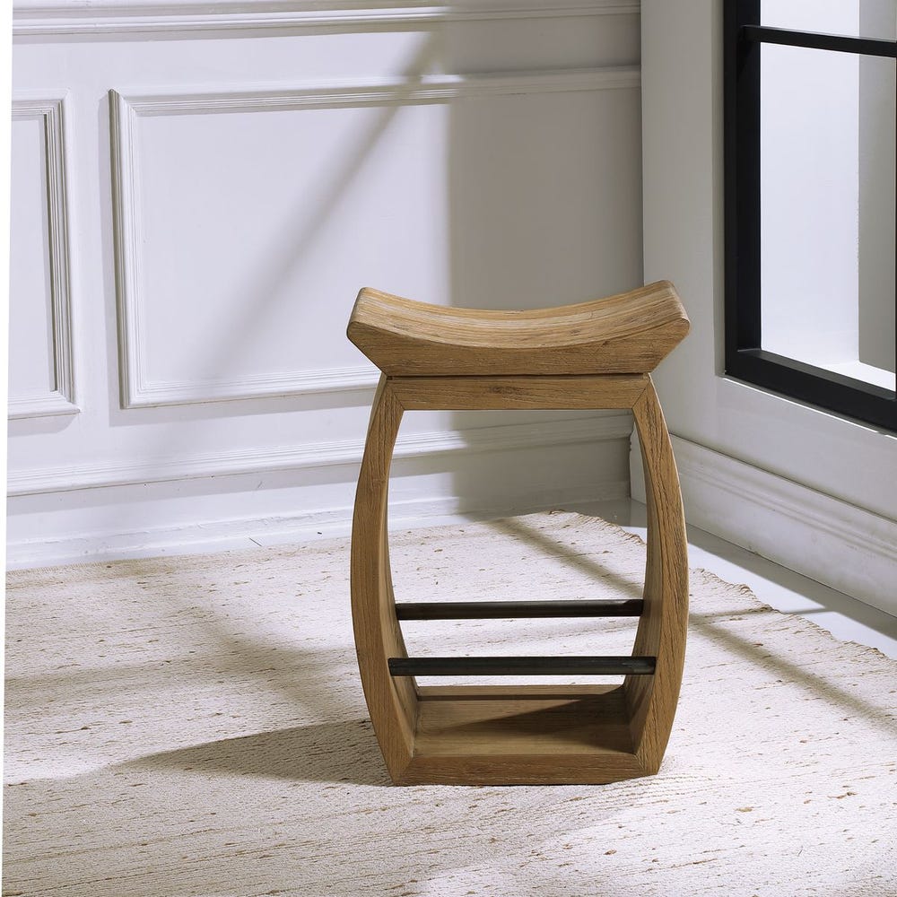 Alder Reclaimed Elm Wood Counter Stool
