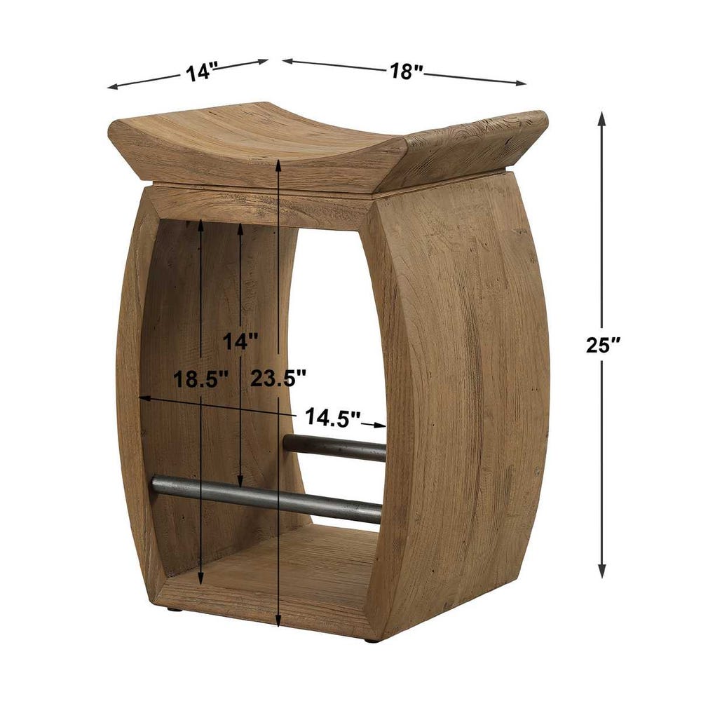 Alder Reclaimed Elm Wood Counter Stool