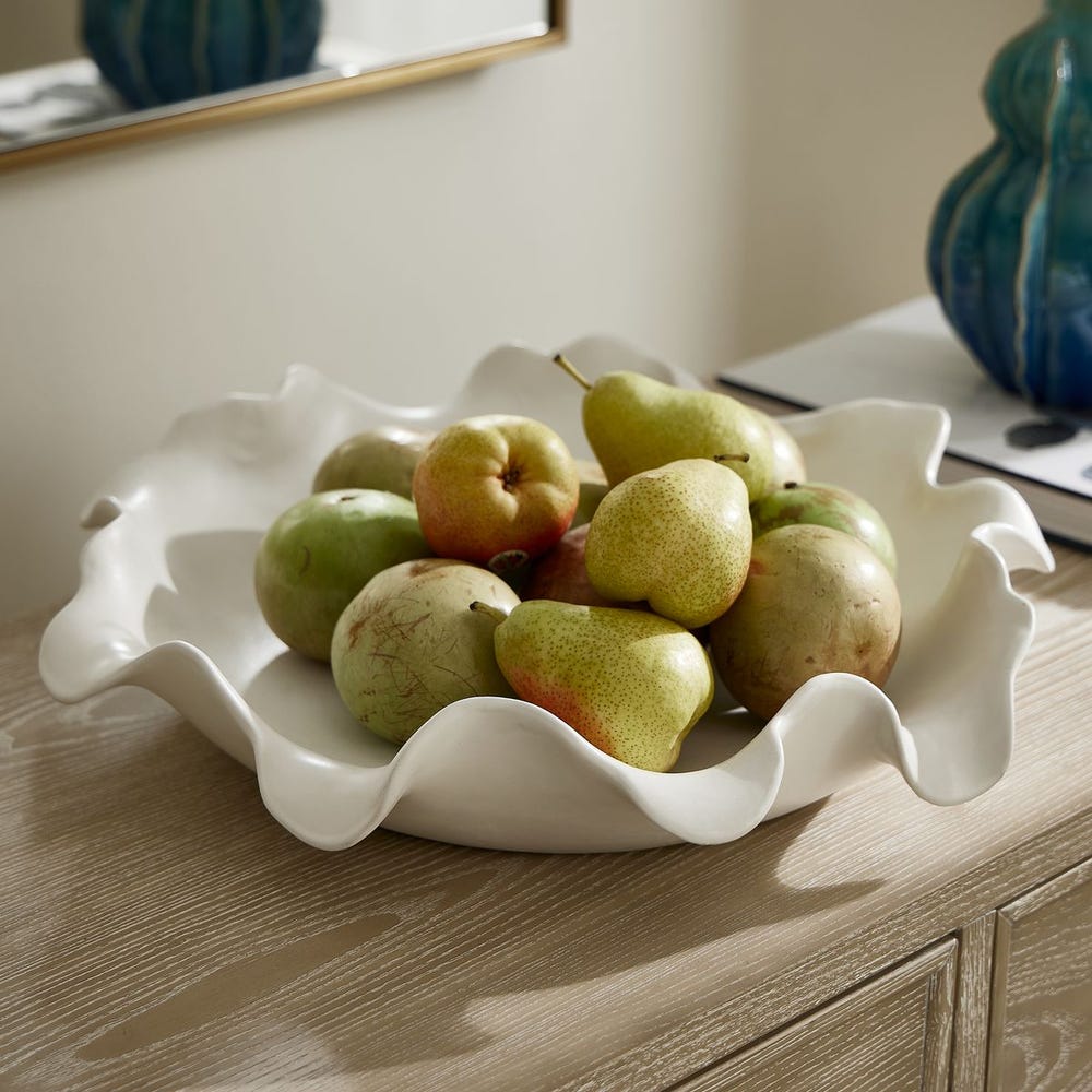 White Ceramic Indoor Outdoor Bowl