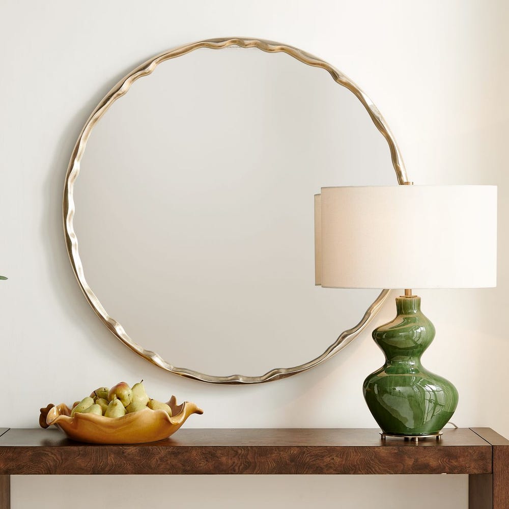 Champagne Leaf Round Wall Mirror