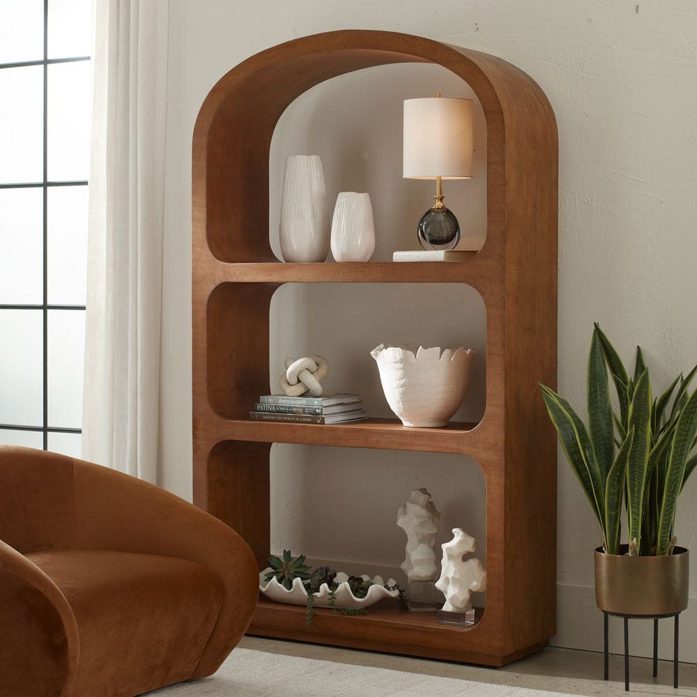 Minimalist Arched Mango Wood Etagere