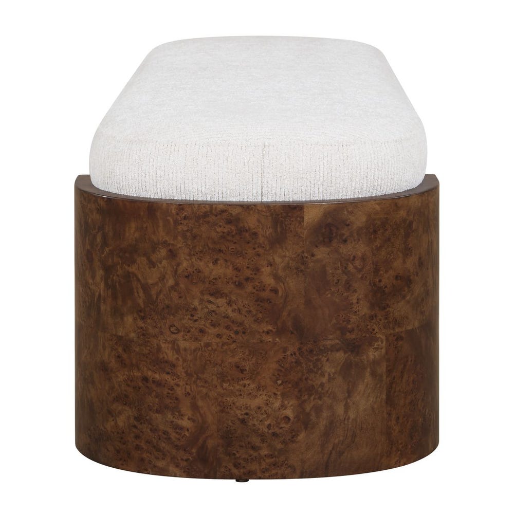 Alderidge Burl Wood Upholstered Bench