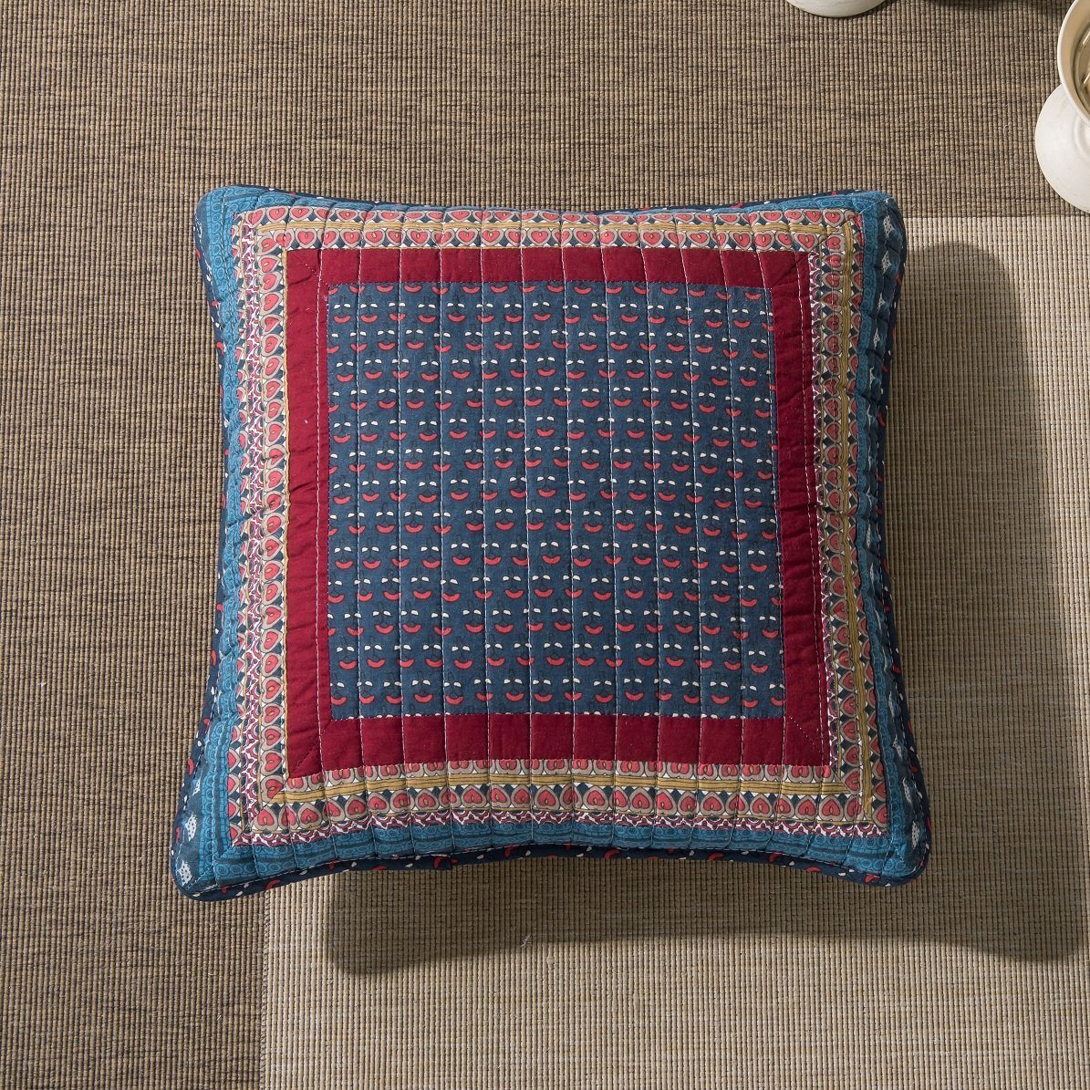 Tache Vineyard Cottage Floral Quilted Pillow Cover Patchwork 2 Pieces Cushion Covers (JHW-827-18X18-2PC)