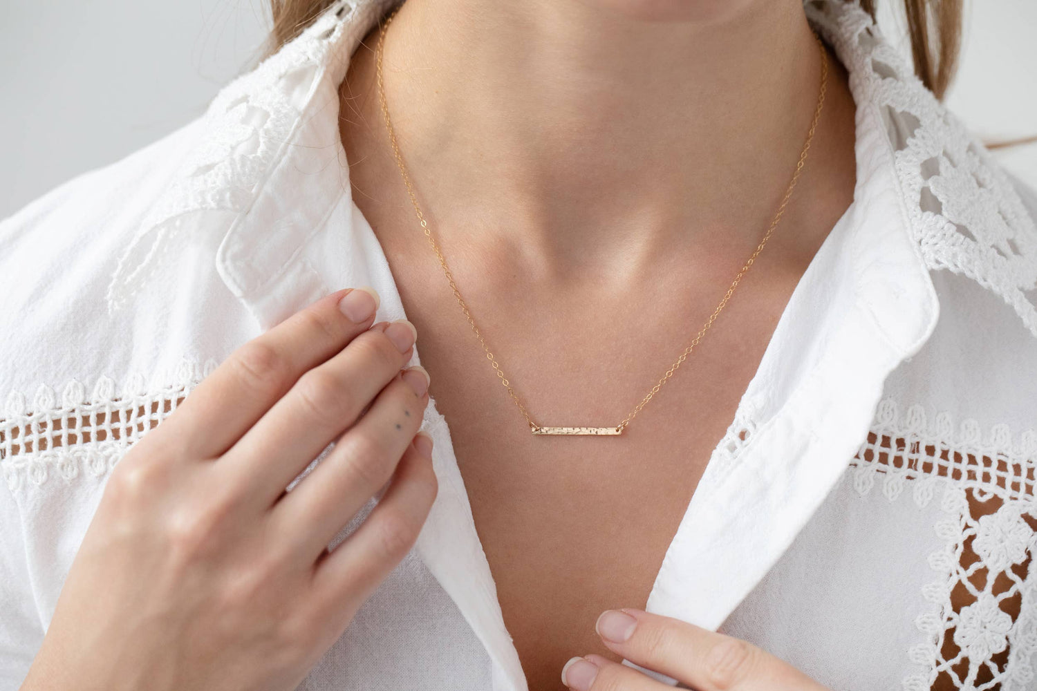 Hammered Gold Bar Necklace