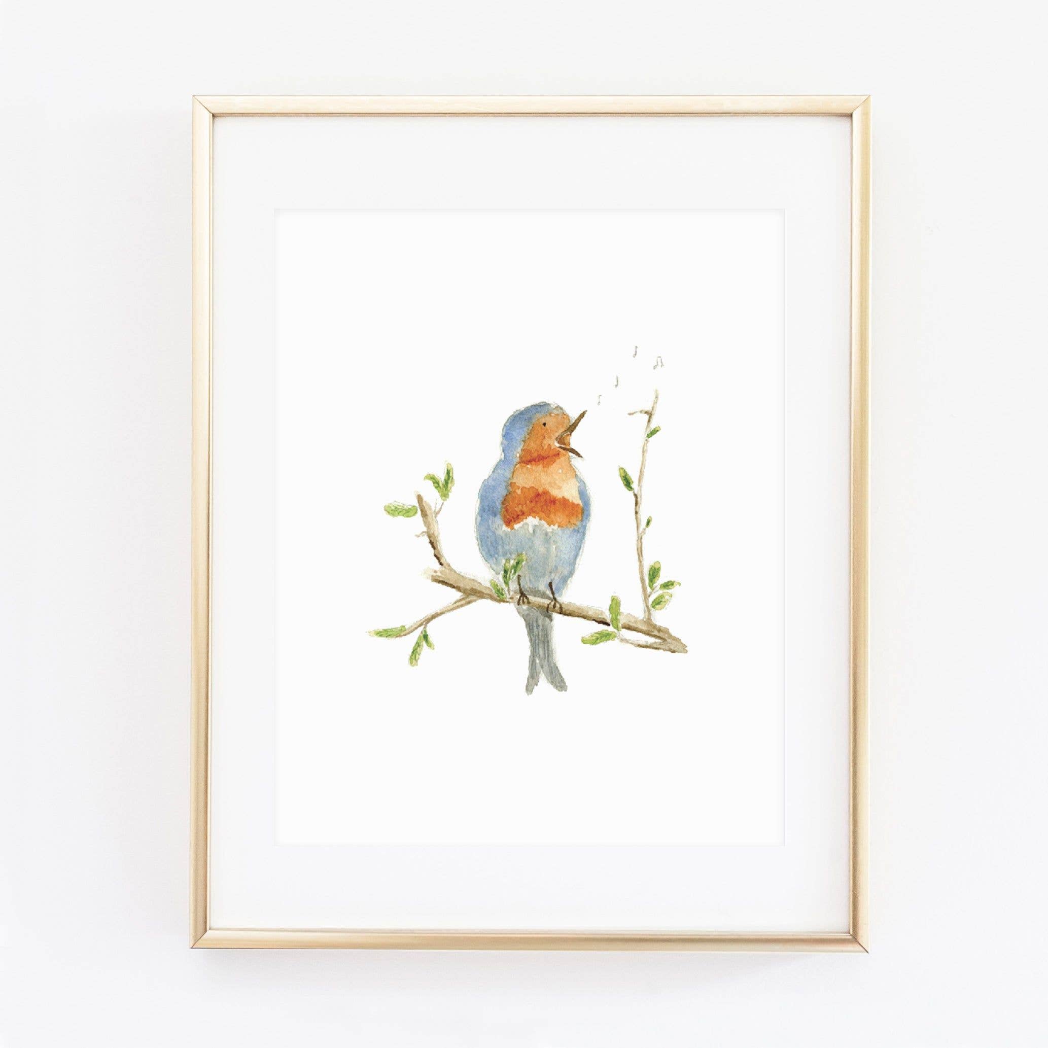 Songbird watercolor wall art print