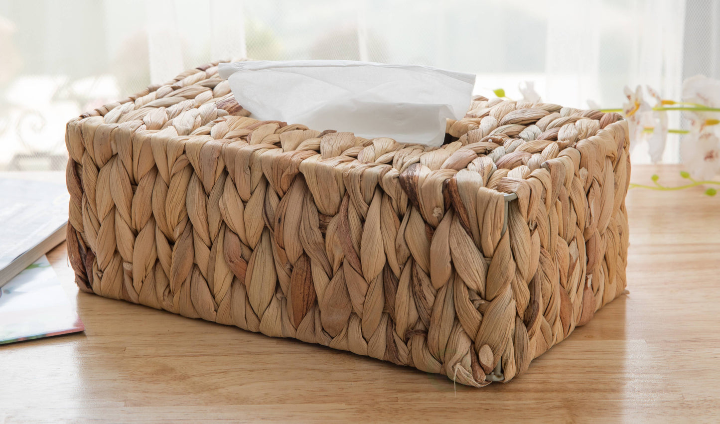 Wicker Water Hyacinth Tissue Box Cover Rectangle