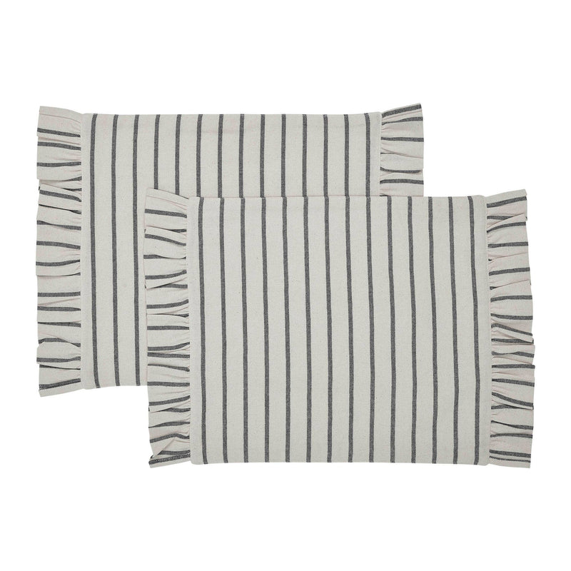 Kaila Ticking Stripe Ruffled Placemat Set of 2