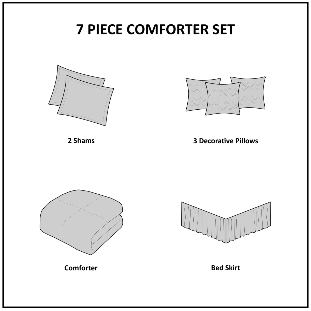 7 Piece Tufted Comforter Set Black King