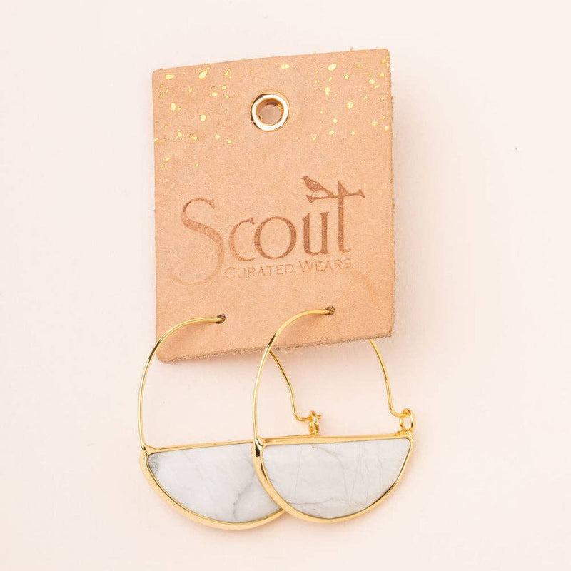 Stone Prism Hoop - Howlite/Gold