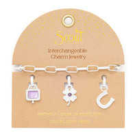 Interchangeable Charm Bracelet - Amethyst/Protection/Silver