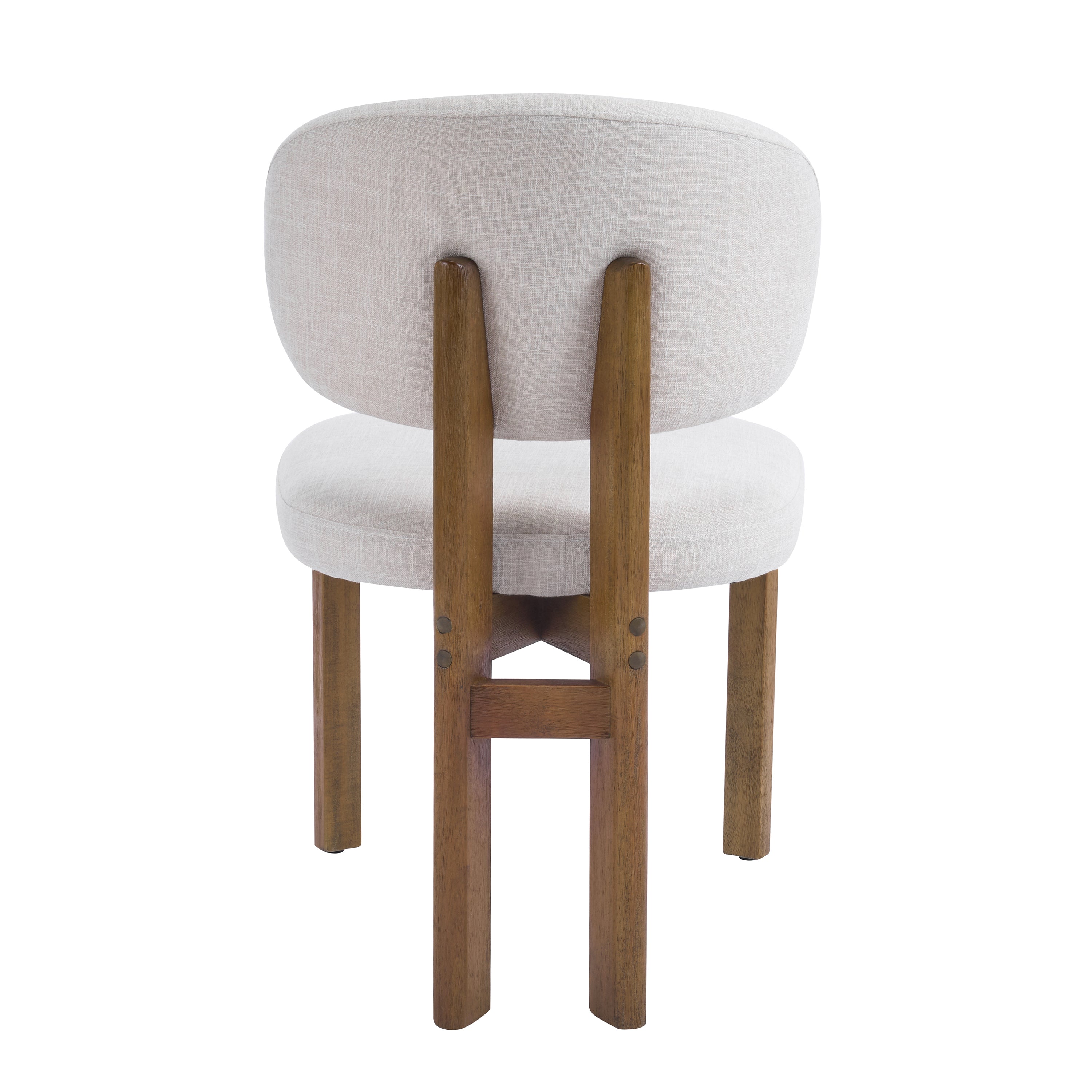 Beige Upholstered Mid-Century Dining Chair