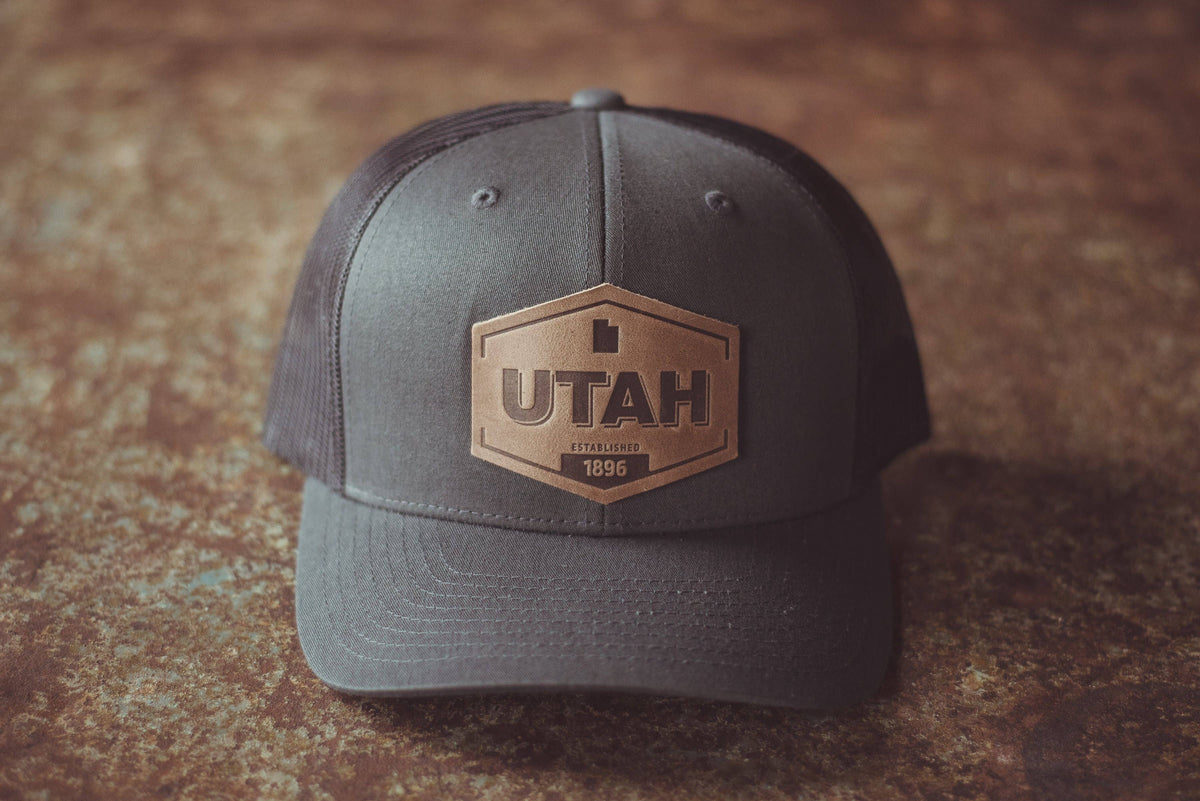 Utah Established Hat | Leather Patch Trucker Hat