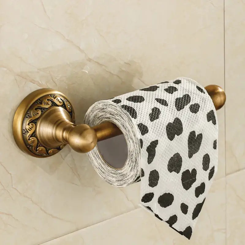 Vintage antique brass toilet paper holder bathroom scrollwork design