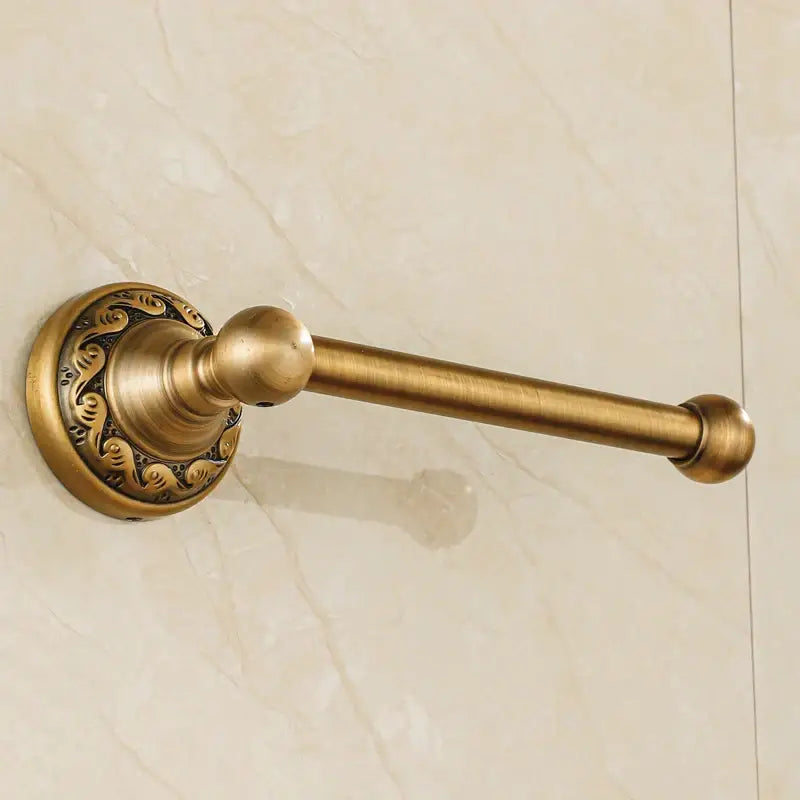 Vintage antique brass toilet paper holder bathroom scrollwork design
