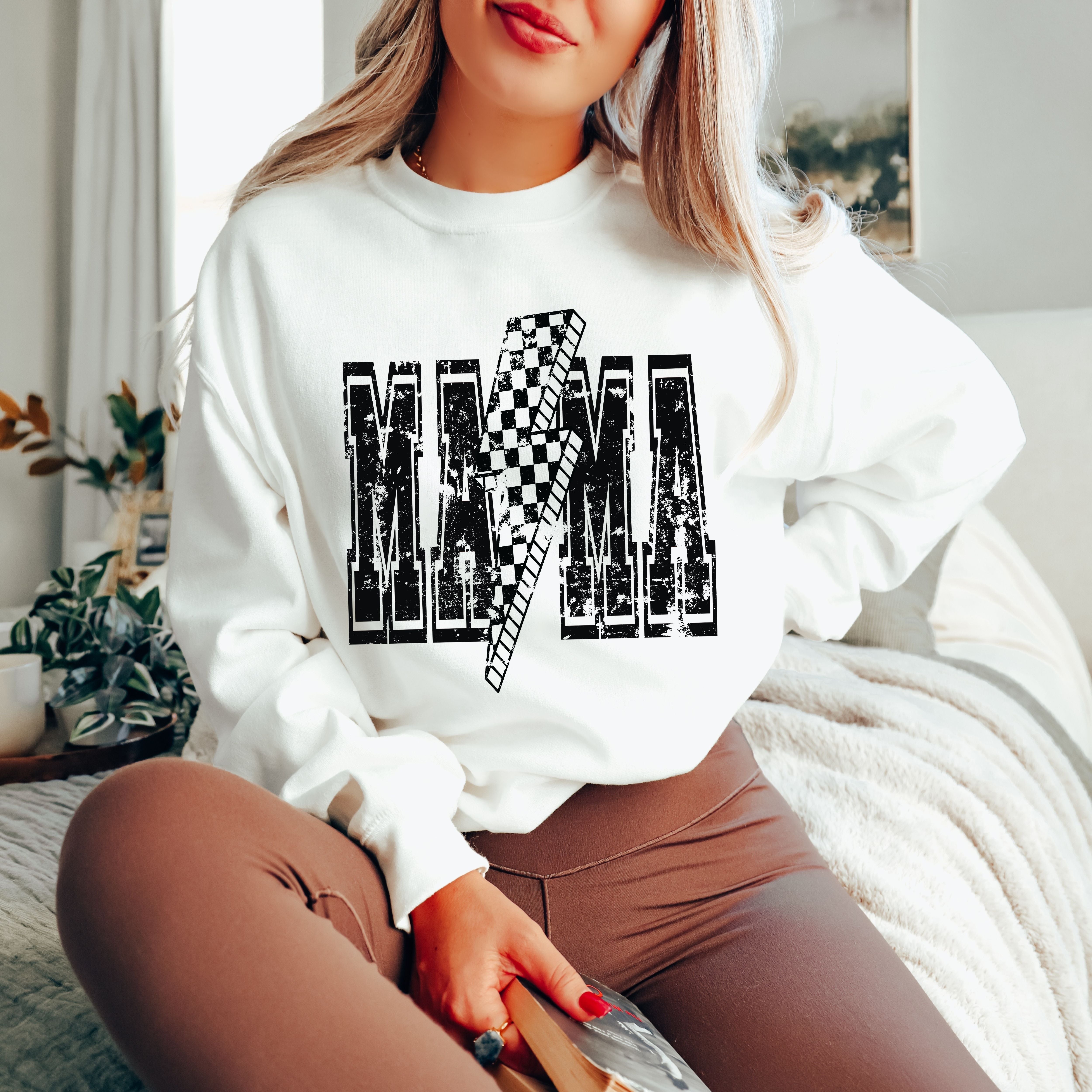 PRE-ORDER: Checkered Bolt MAMA Sweatshirt *4 Colors (S-3X)