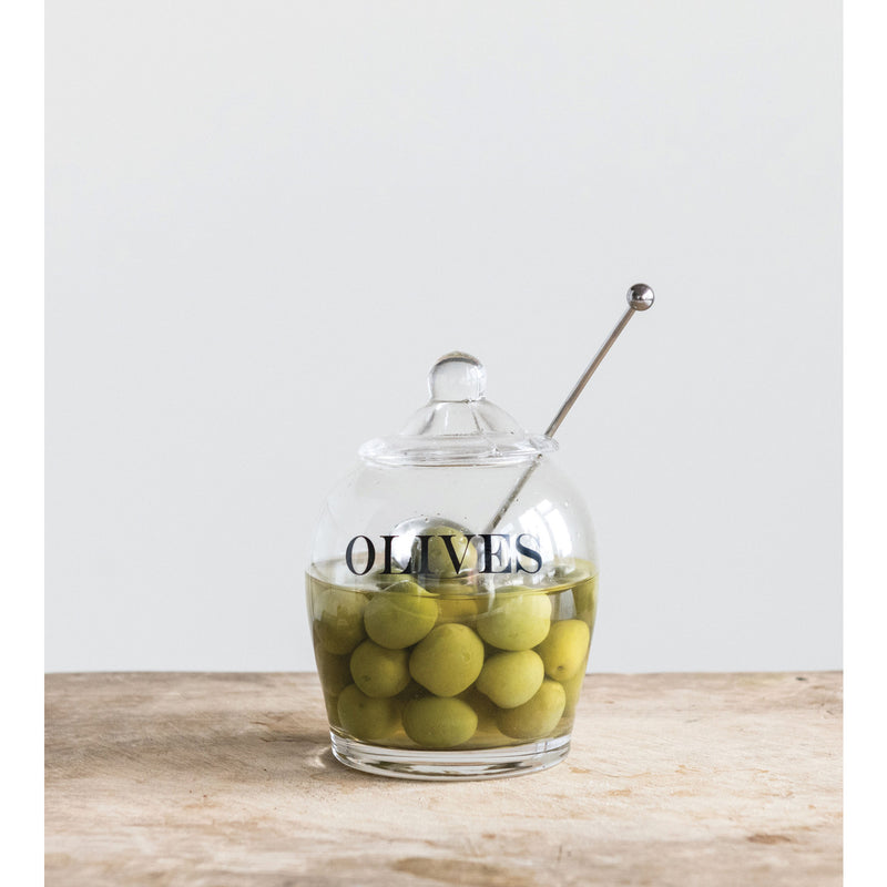 Olive Jar with Slotted Spoon