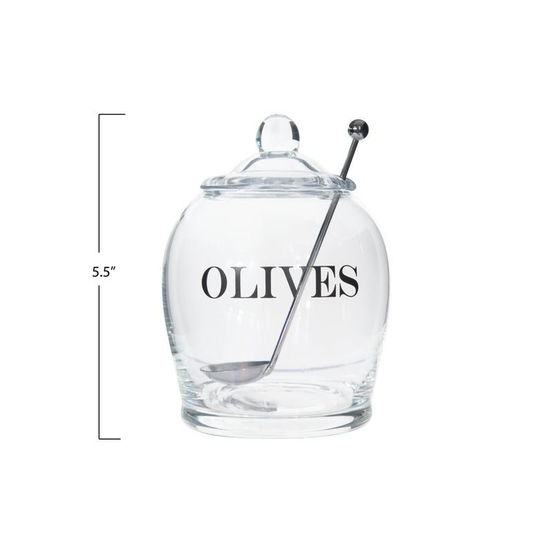 Olive Jar with Slotted Spoon