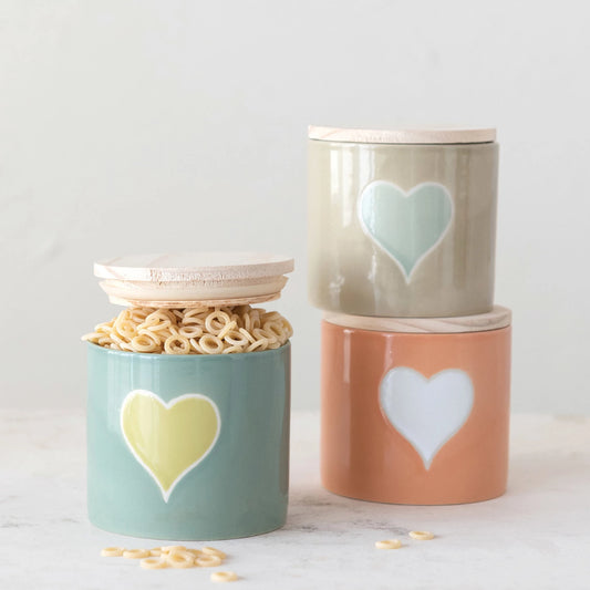 Stoneware Canister W/ Heart