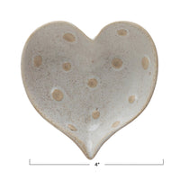 Stoneware Dish Heart with Dots