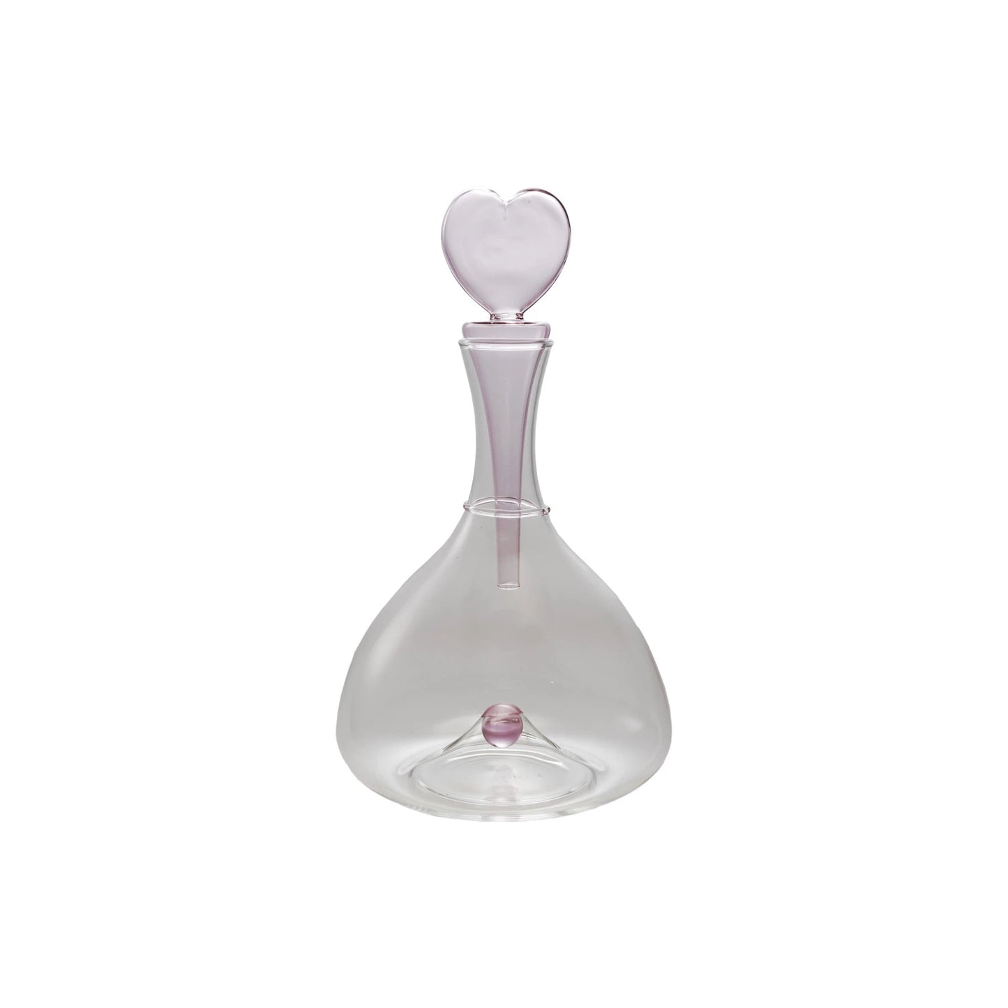 Glass Decanter with Hand-Blown Heart Shaped Stopper