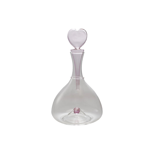 Glass Decanter with Hand-Blown Heart Shaped Stopper