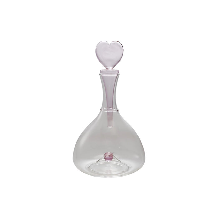 1-1/2 Quart Glass Decanter with Hand-Blown Heart Shaped Stopper