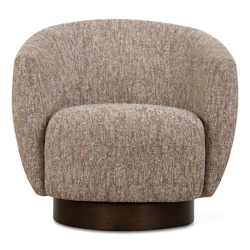 Earth-Toned Woven Barrel Swivel Chair