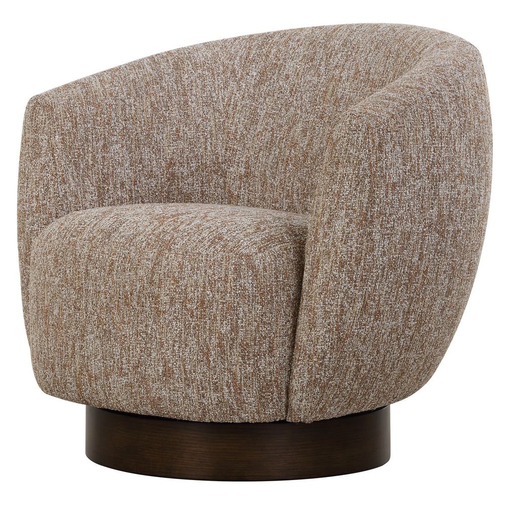 Earth-Toned Woven Barrel Swivel Chair