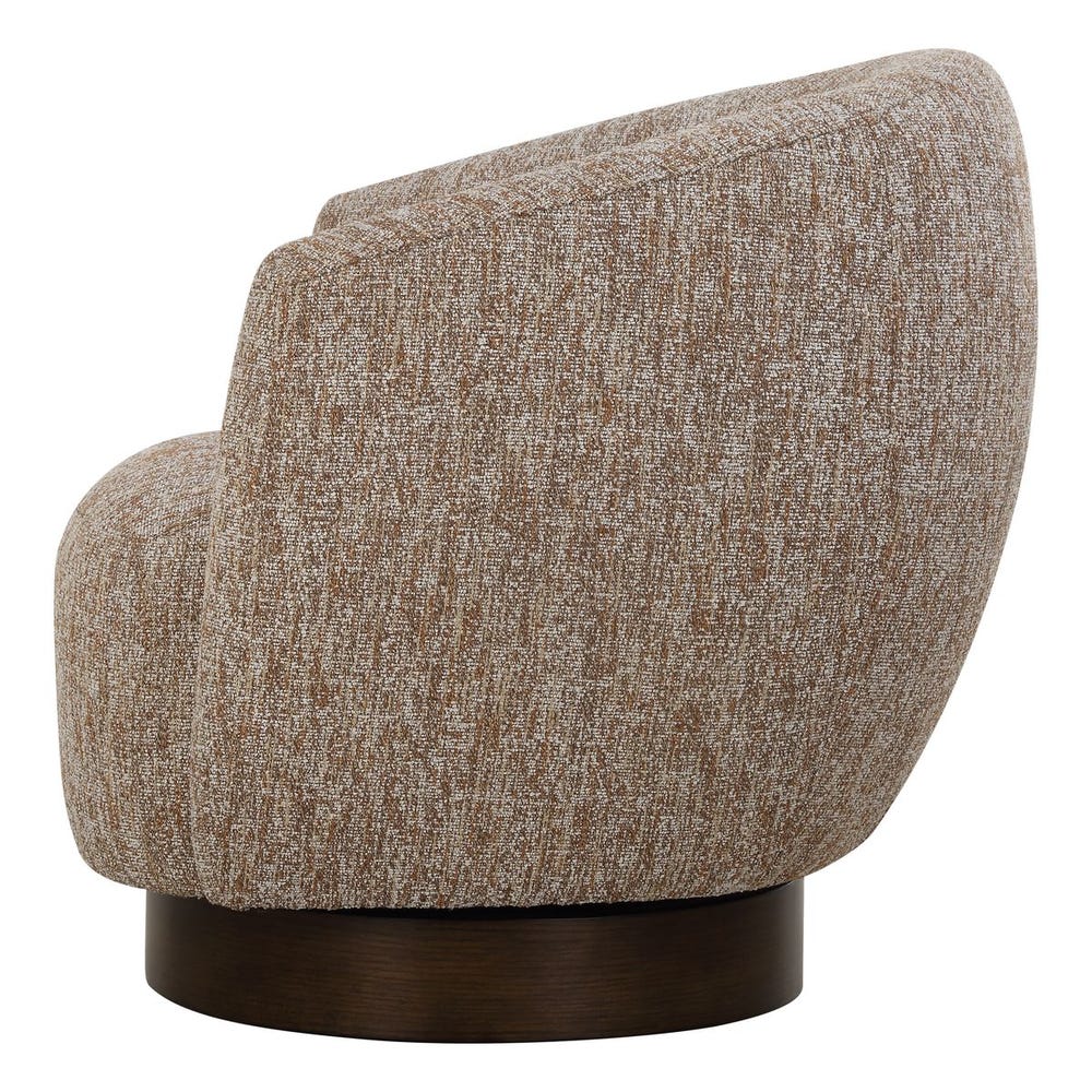 Earth-Toned Woven Barrel Swivel Chair