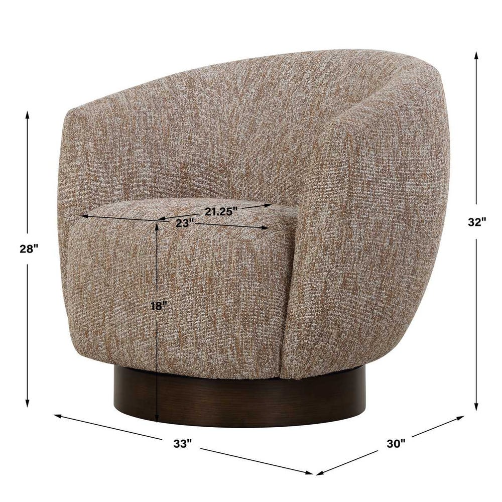 Earth-Toned Woven Barrel Swivel Chair