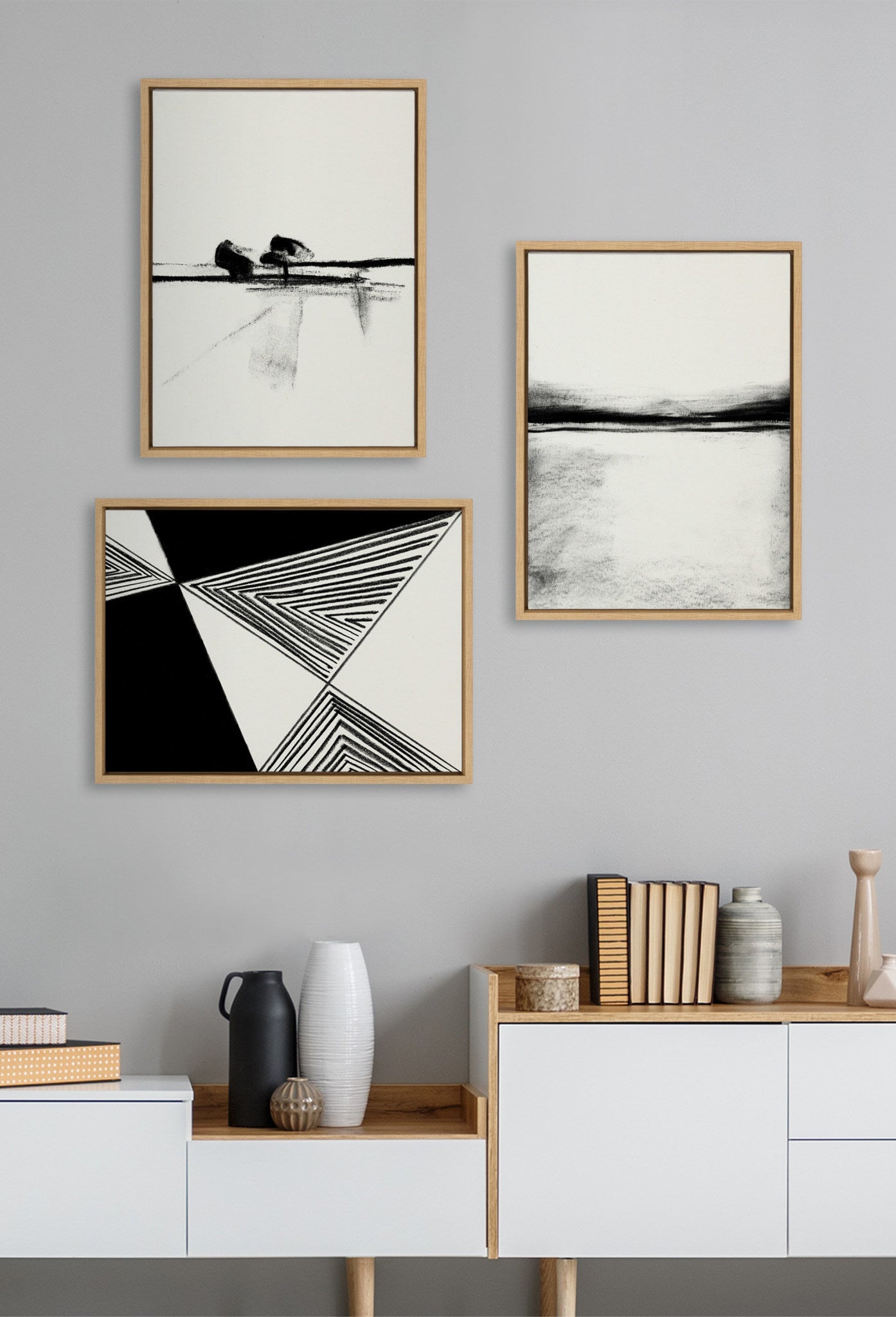 Sylvie 646 Charcoal Landscape Framed Canvas by Teju Reval of SnazzyHues