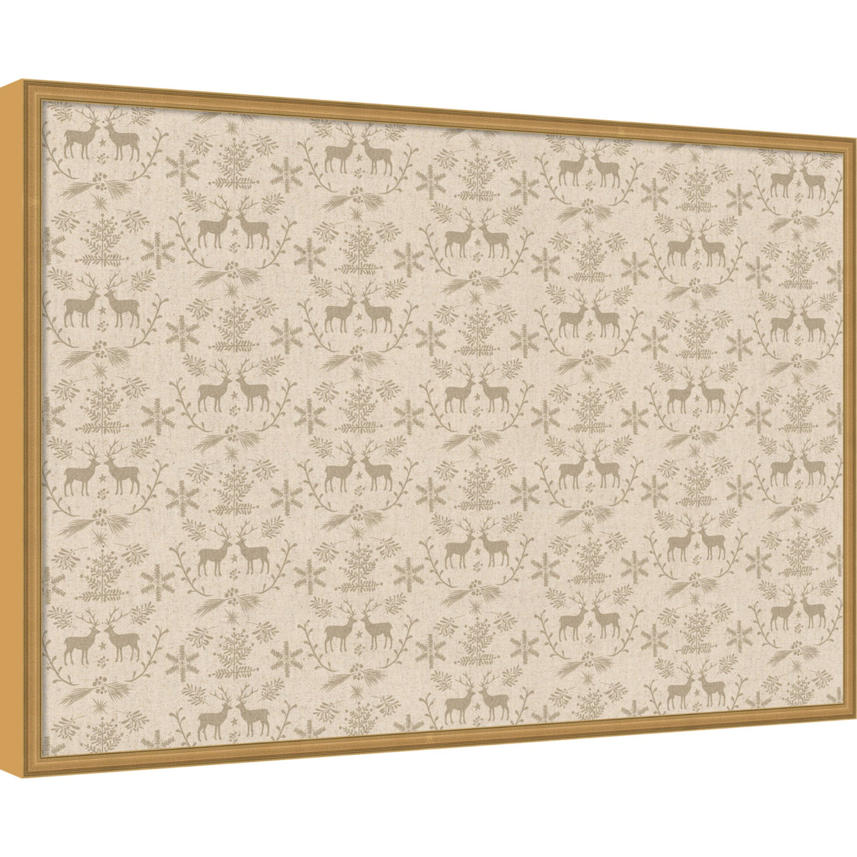 Framed Fabric Pinboard Reindeer Linen Printed Bulletin Board