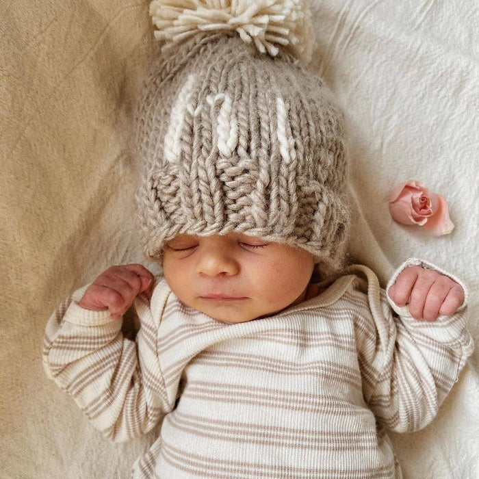 Hi. Pebble Brown Hand Knit Beanie Hat Baby & Kids