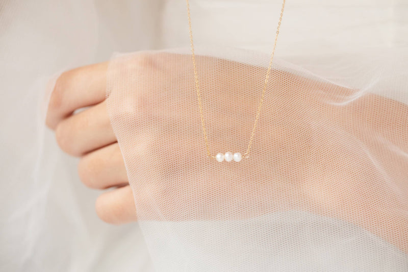 Gold Filled Pearl Bar Necklace