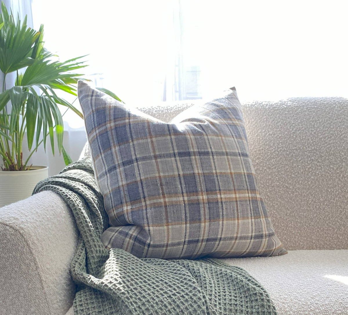 Brown Plaid Throw Pillow Cover