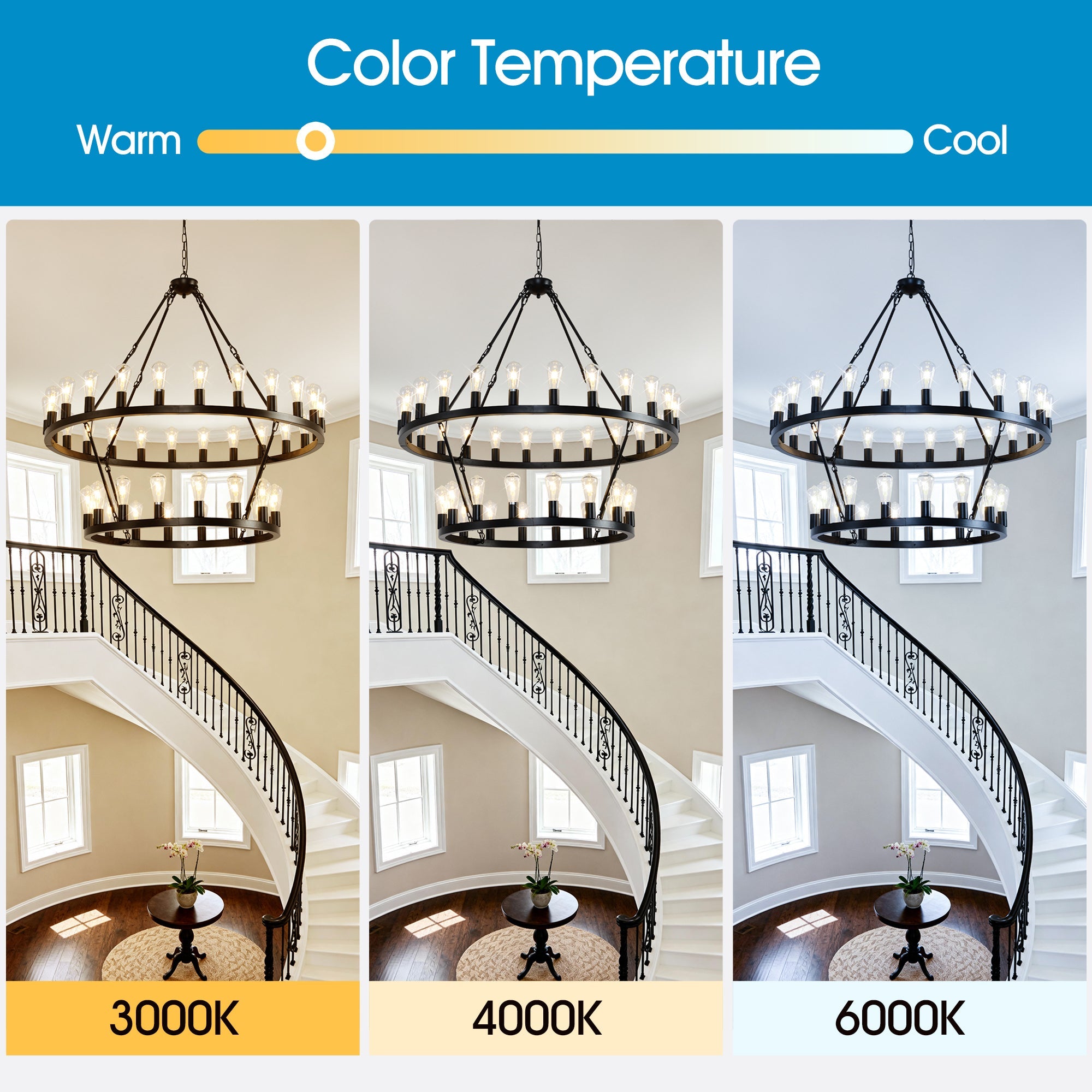 36-Lights 2-Level Matte Black Wagon Wheel Chandelier (24+12)