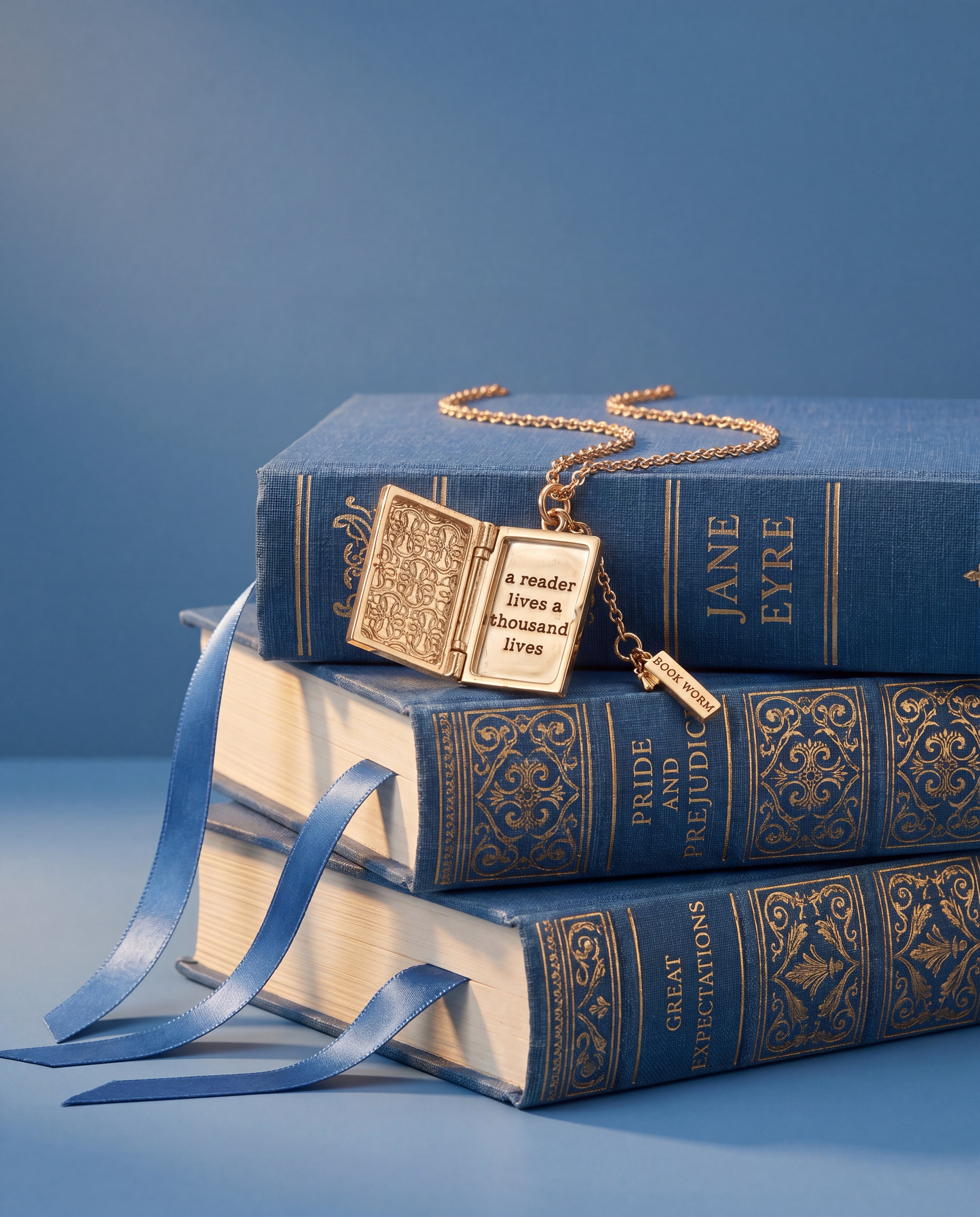 'A Reader Lives A Thousand Lives' Book Club Locket Pendant