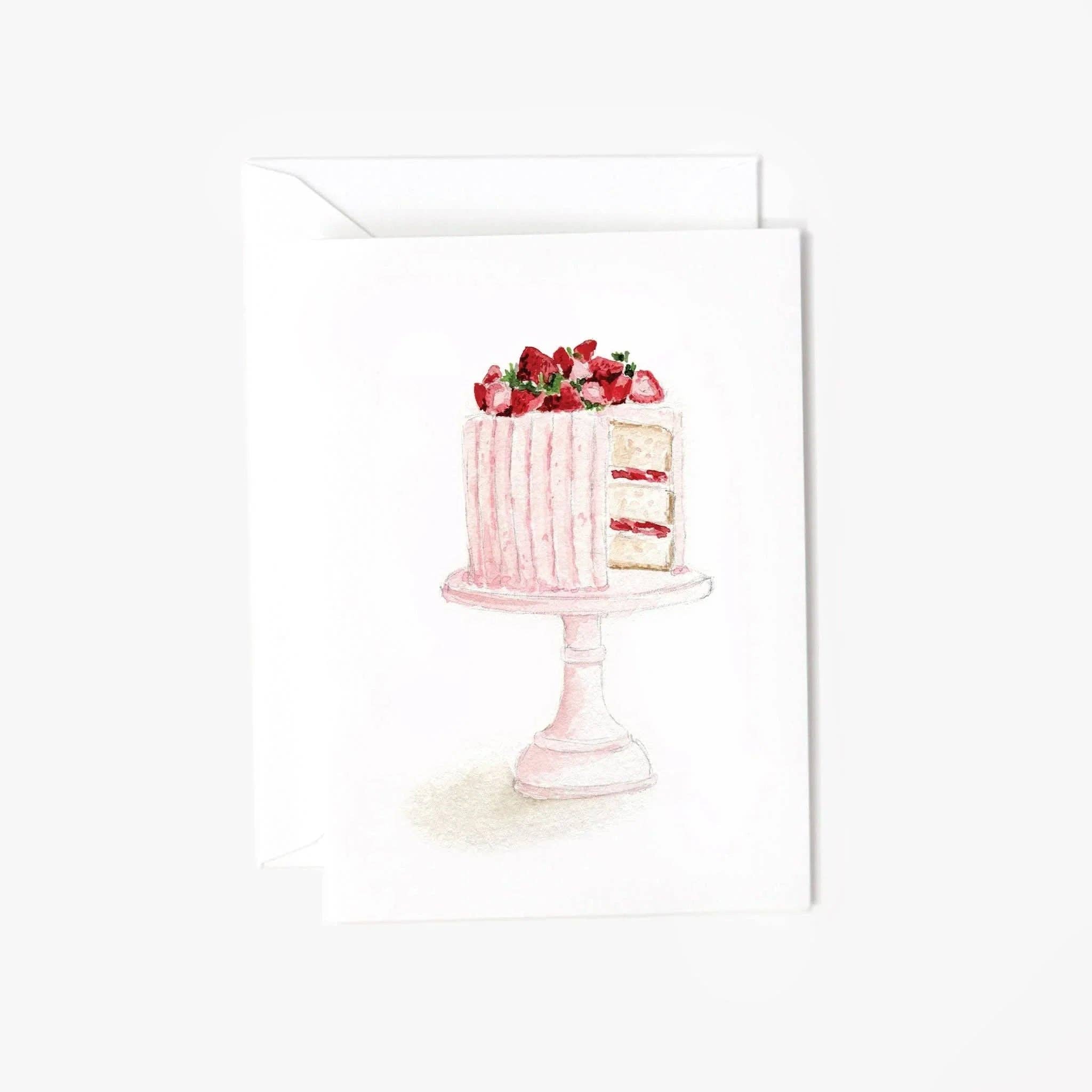 Pink cake mini enclosure notecard