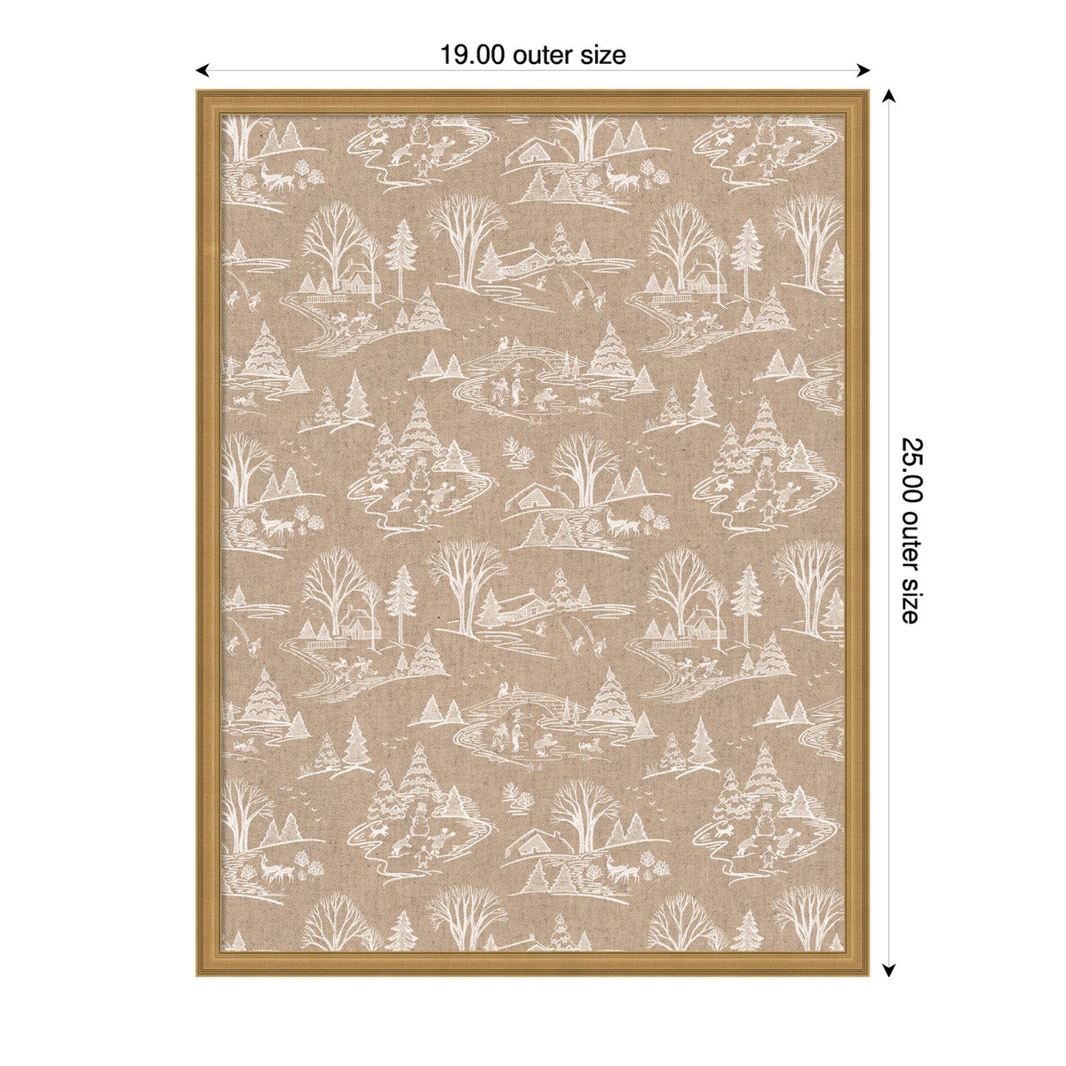 Framed Fabric Magnetic Board Wonderland White Toile Wall Organization
