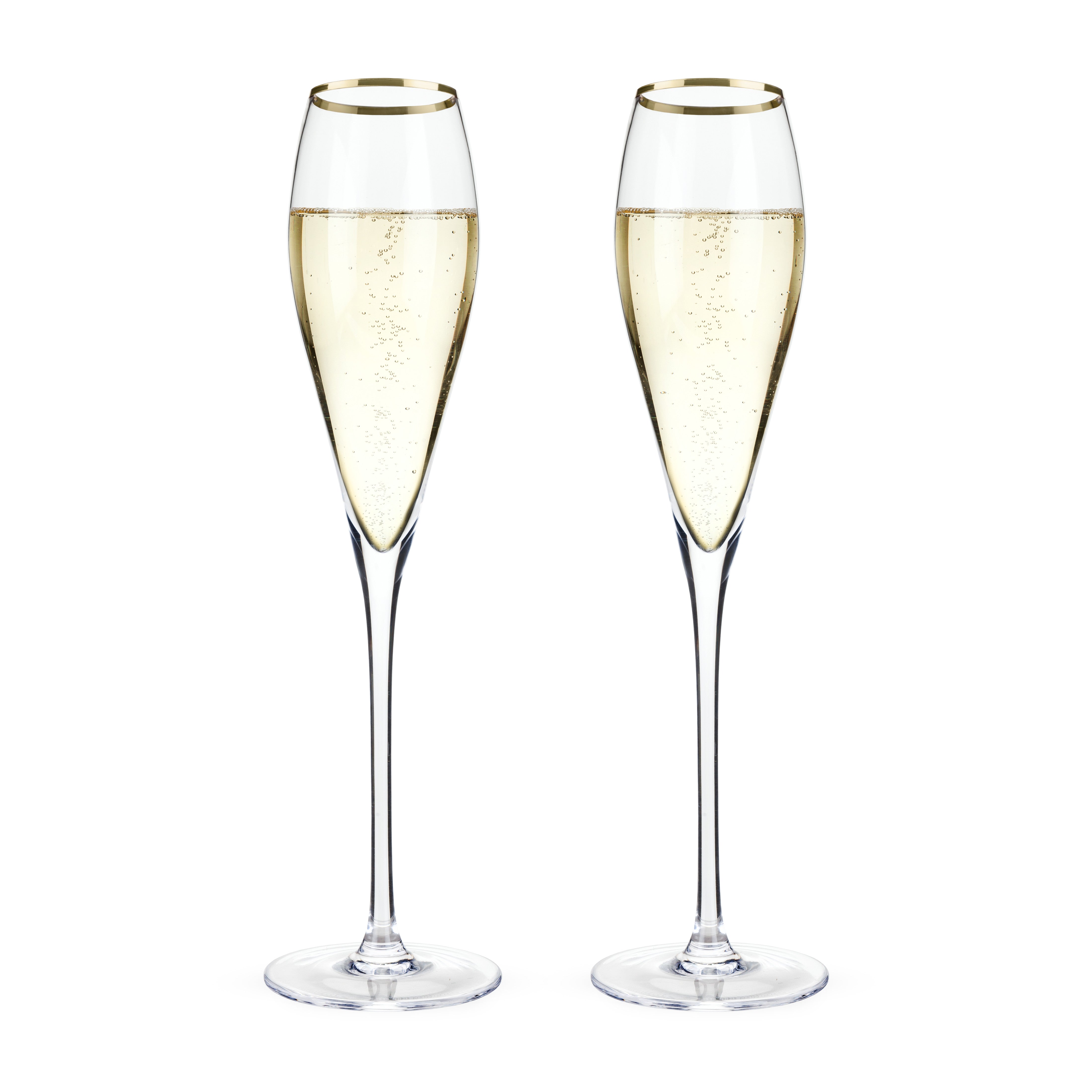 Gold-Rimmed Crystal Champagne Flutes Set of 2