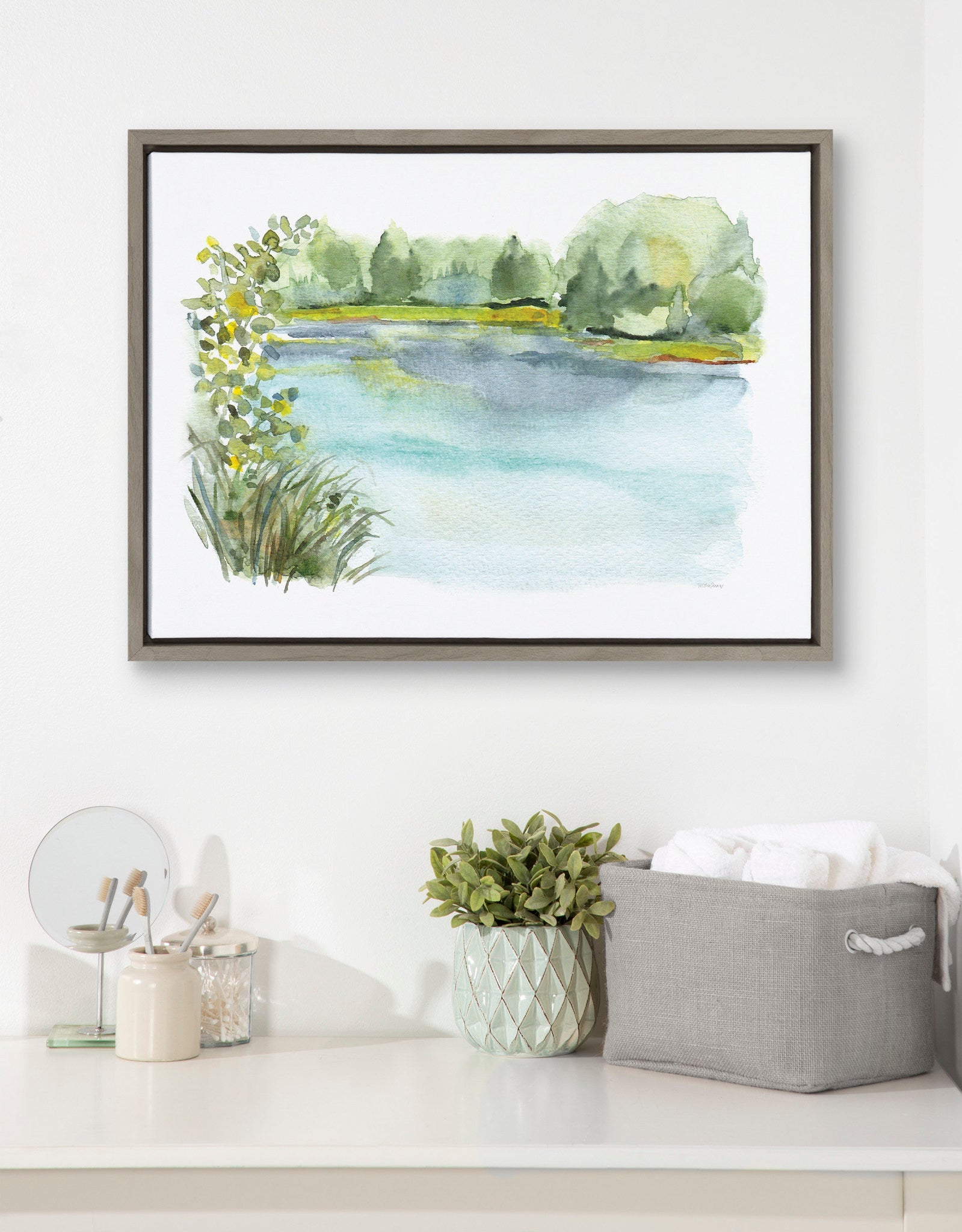 Sylvie Pond Landscape Framed Canvas by Patricia Shaw