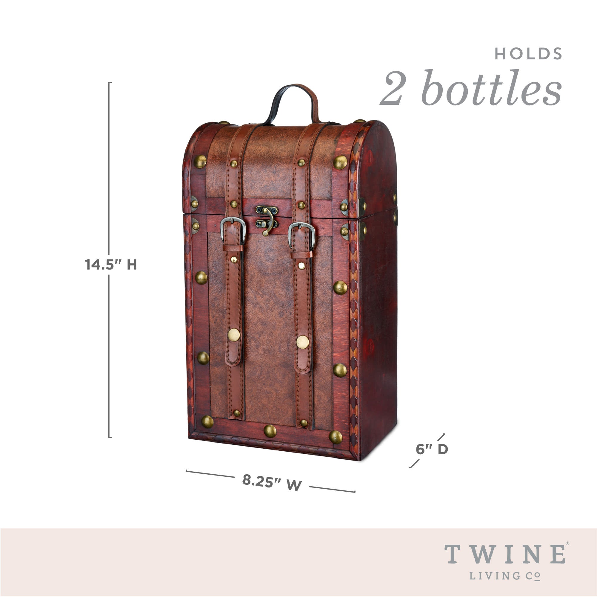 2 Bottle Antique Wooden Wine Box