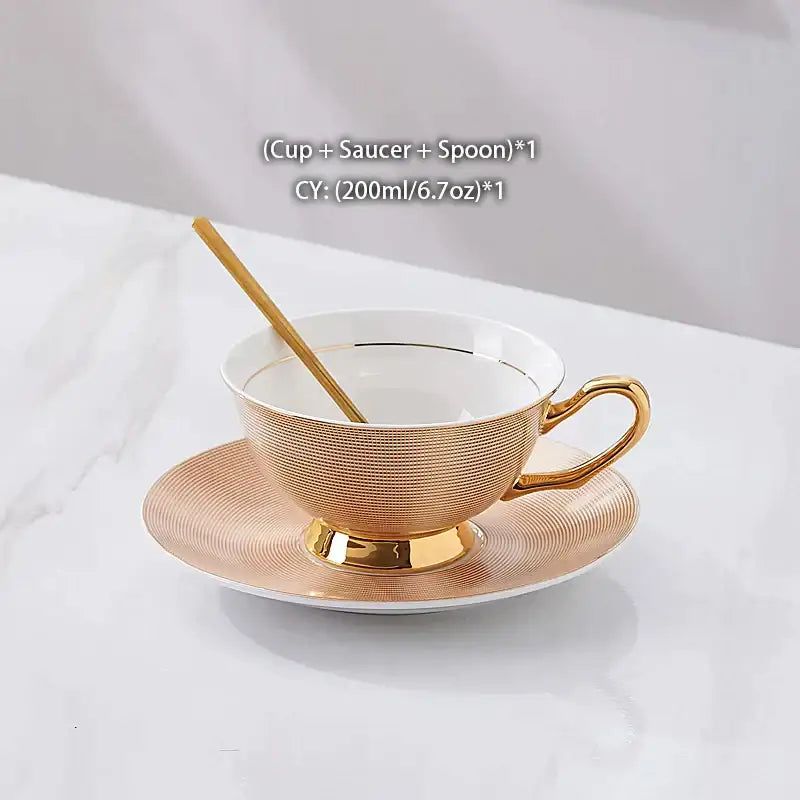 Elegant gold porcelain tea set dining room rack with bird figurine