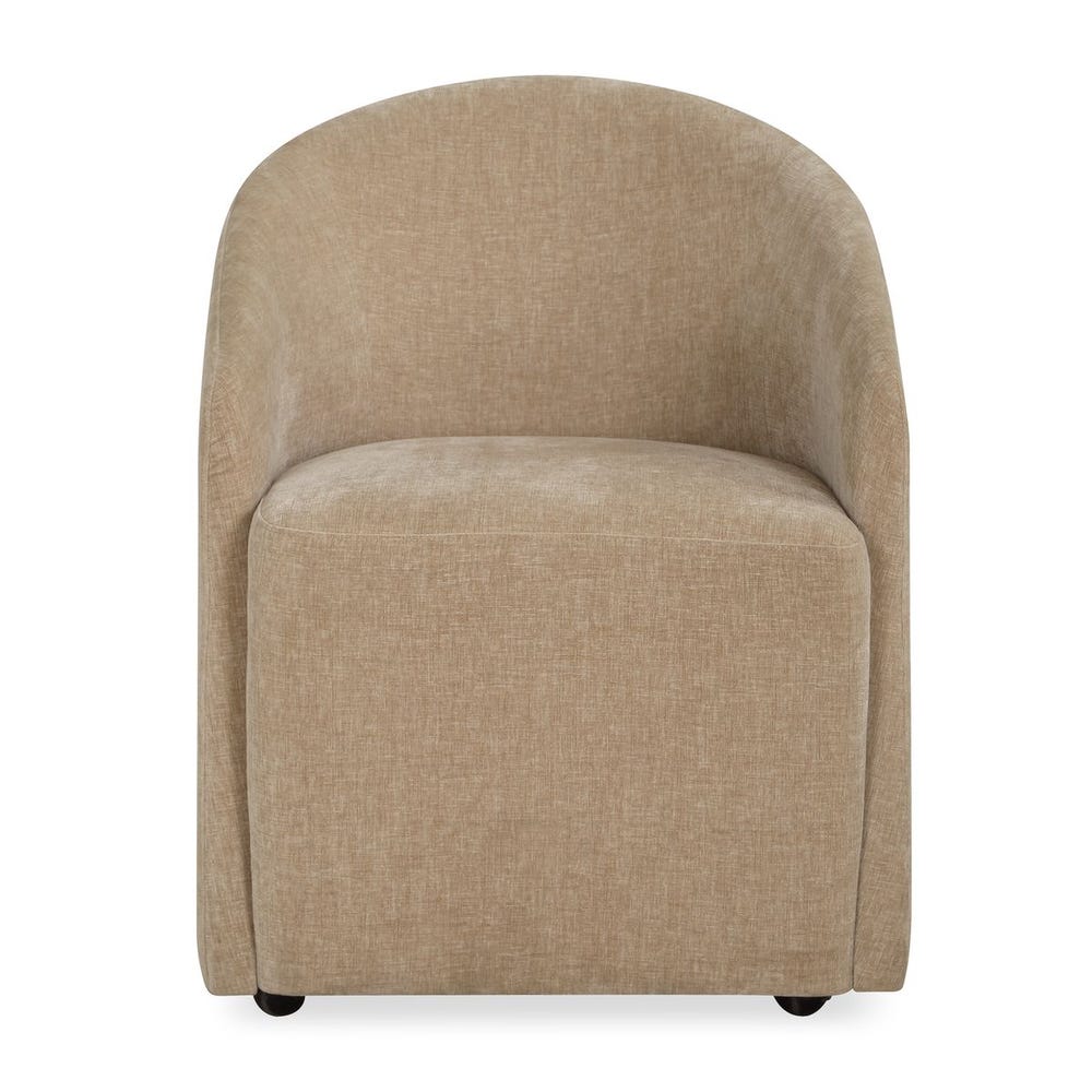 Elliot Barrel Back Flax Velvet Dining Chair with Casters