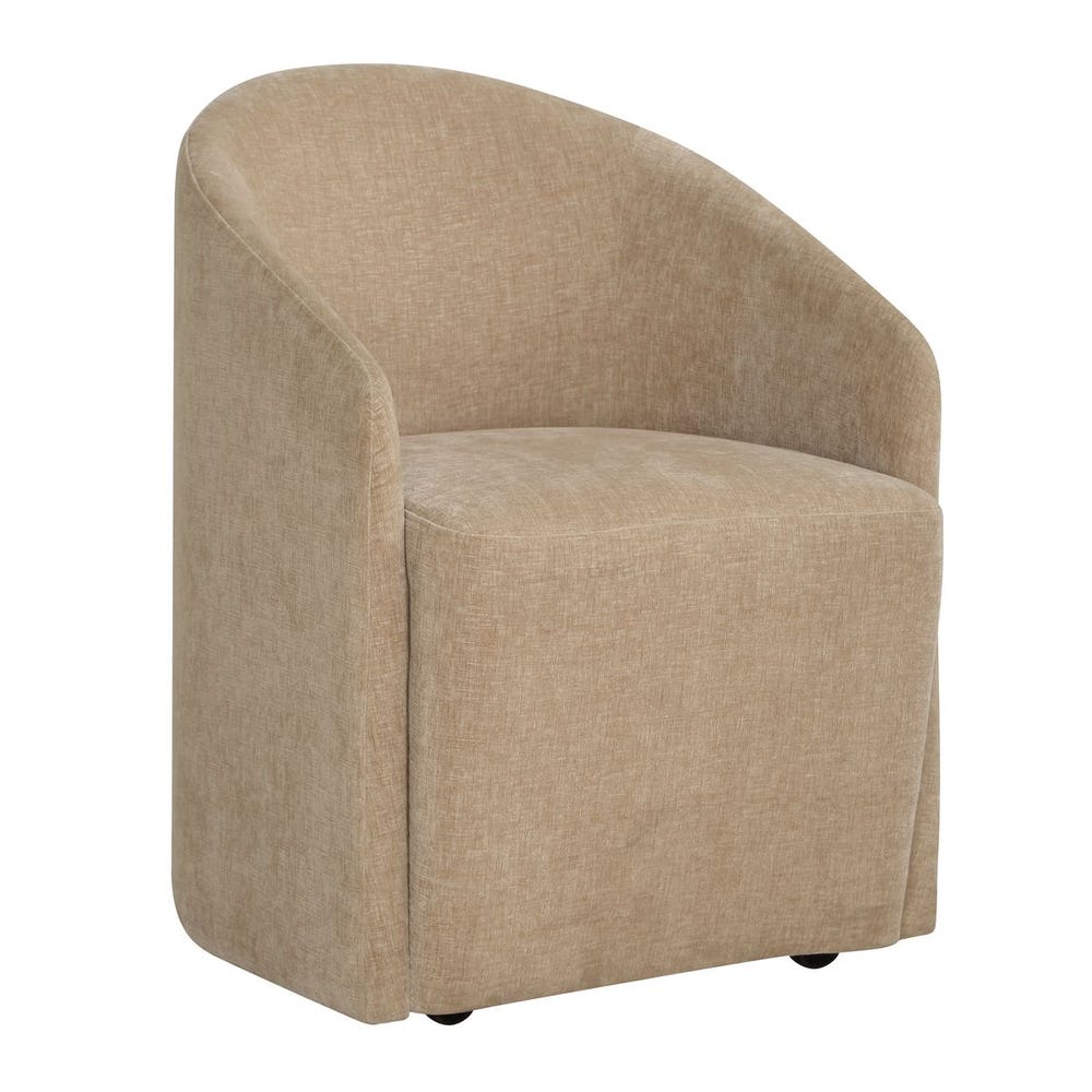 Elliot Barrel Back Flax Velvet Dining Chair with Casters
