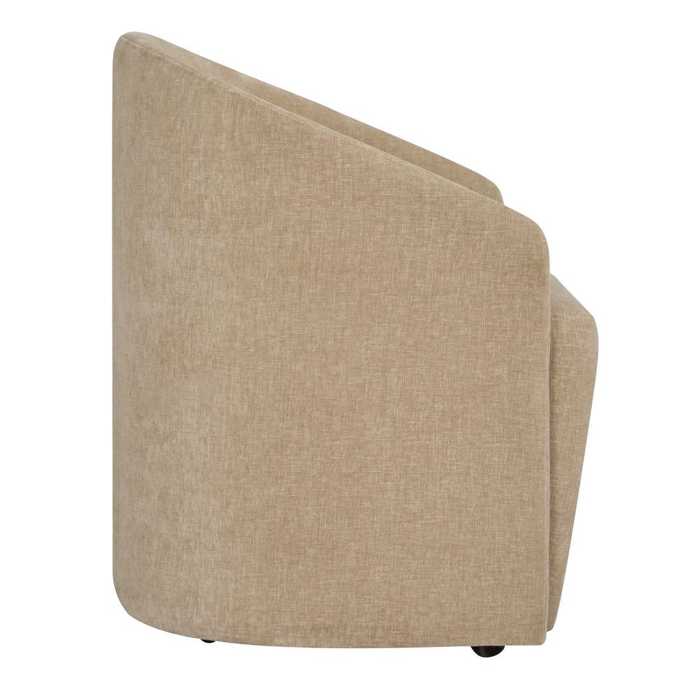 Elliot Barrel Back Flax Velvet Dining Chair with Casters