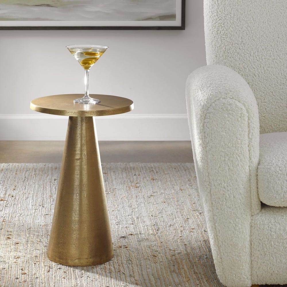 Ellison Hammered Brass Conical Accent Table