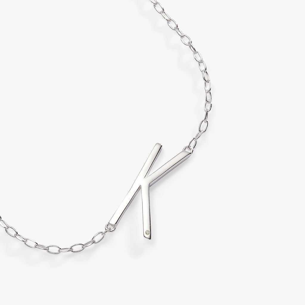 Initial K Precious Elongated Necklace